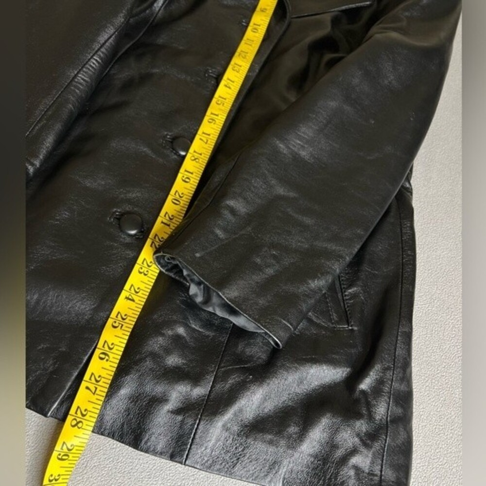 Vera Pelle Italian Black Leather Jacket Size 44/12 - Picture 8 of 16